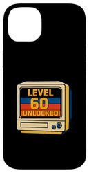 60th Birthday Level 60 Unlocked Funny Retro TV Monitor Movie Case for iPhone 14 Plus