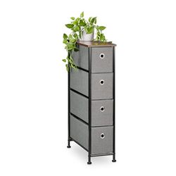 Relaxdays Niche Shelf, 4 Fabric Drawers, Industrial Design, Bathroom & Kitchen Dresser, HWD: 76 x 20 x 48 cm, Brown/Grey, Polyester