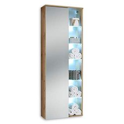 Stella Trading Best Armario Colgante para Cuarto de baño con iluminación led con Acabado en Roble Silvestre, Mueble de baño con Mucho Espacio de Almacenamiento, 55 x 160 x 30 cm (Ancho/Alto/Profundo)