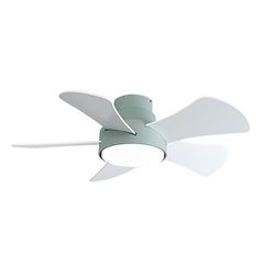 Eden pulse Groene ventilator, 25 W, 3 omkeerbare vleugels, wit beuken, 6 snelheden, geïntegreerde led, dimbaar licht, 22 x 82 x 82 cm