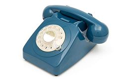 GPO 746 Téléphone fixe rétro de style années 1970 à cadran rotatif - Cordon extansible, sonnerie authentique - Bleu Azure