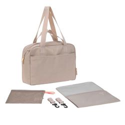 LÄSSIG Baby Wickeltasche mit Tragegriff und Wickelunterlage, Kinderwagenbefestigung, wasserabweisend/GRE Dagelijkse Tas, Humus