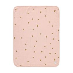LÄSSIG Mull manta para bebés manta para gatear manta de peluche con certificado GOTS/Muslin Blanket 75 x 100 cm Dots powder pink