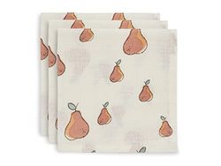 Jollein 537-848-66031 Burp Cloths Hydrofibre Pear White Pack of 3 (31 x 31 cm)