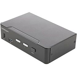 StarTech.com Switch Conmutador KVM de 2 Puertos HDMI 2.0 4K para 1 Monitor - Vídeo de 4K y 60Hz Ultra HD HDR - Hub Ladrón USB 3.0 de 2 Puertos y 4 Puertos USB 2.0 Audio HotKey - TAA (SV231HU34K6)