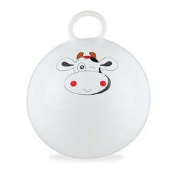 Relaxdays Pallone Rimbalzante, Palla per Saltare, Skippy Ball, Motivo Mucca, Ø 45 cm, Indoor&Outdoor, Maniglia, Bianco