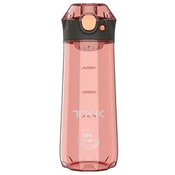 TITIROBA TKK Botella infantil con tapa a prueba de fugas, Tritan BPA, manejable con una mano, 500 ml, color rosa