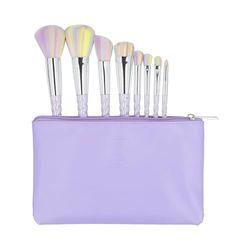 Ilu - Set Pennelli Trucco Unicorno 8 Pezzi Professionale Morbidi Pennelli Viso e Occhi Kabuki Cipria Blush Ombretto Custodia Vegan Eleganti Per Trucco Romantico e Smokey Eye