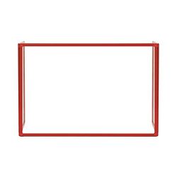 Trio Glazen Board, Triple Glass Board met Rood Aluminium Frame, 90 x 60 cm en twee 45 x 60 cm planken