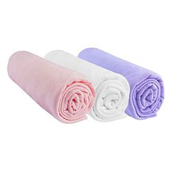 Set of 3 Fitted Sheets 60 x 120 cm for Baby Crib, Cot and Umbrella Bed 60 x 120 cm | 100% Cotton | Pink White Mauve | Stretchy Breathable | Healthy Sleep | Brand Easy dort | Oeko-Tex | Made in Europe