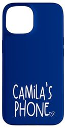 Camila's Phone Nom personnalisé Camila Blanc Bleu Coque pour iPhone 15