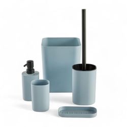 Set de 5 Accessoires en Plastique Salle de Bain Blue