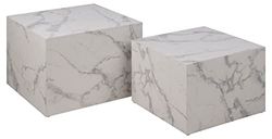 AC Design Furniture Dicte - Set di 2 tavolini quadrati, colore bianco con effetto marmo, elegante tavolino per soggiorno, 58 x 40 x 58 x 50 x 33 x 50 cm (larghezza x altezza x profondità)