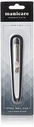 Manicare Lima per unghie in acciaio, resistente fronte/retro, in acciaio inox resistente, per unghie di mani e piedi, spingi cuticole, per saloni professionali, casa o viaggi, include custodia