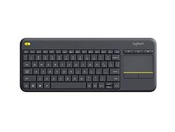 Logitech K400 Plus Tastiera Wireless Touch TV, Facili Controlli Multimediali e Touchpad Integrato, Layout Internazionale QWERTY - Nero