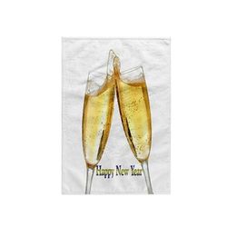 3dRose Toalla Happy New Year, Lino, Tela de Rizo, Microfibra, Blanco, 15 x 22-Inch