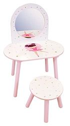 FUN HOUSE 713624 Danseuse Ballerine Coiffeuse pour Enfant H.48 X L.60 X P.40 CM avec Tabouret H.27 X L.28 X P.28 CM