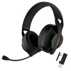 CoolBox WB01 Draadloze gaming-hoofdtelefoon met afneembare microfoon voor PS5, PS4, Switch, PC, 2,4 GHz, draadloos, met USB-adapter en Bluetooth 5.4, 20 uur looptijd, USB-C-lading in 2 uur, zwart