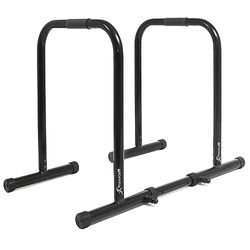 ProsourceFit Dip Stand Station, Ultimate Heavy Duty Body Bar Press with Safety Connector for Tricep Dips, Pull-Ups, Push-Ups, L-Sits, Black