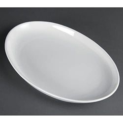 Olympia Lot de 2 assiettes ovales profondes en porcelaine Blanc 365 x 235 mm
