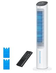 Dreo Torenventilator met koeling, stil, ventilator met waterkoeling, 101 cm luchtkoeler, verdampingskoeler met 80 graden zwenkfunctie, 3 modi, 4 snelheden, afstandsbediening, wit