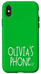 Olivia's Phone Olivia Nome Personalizzato Bianco Verde Custodia per iPhone X/XS