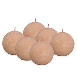 Bolsius - Rustik - Velas Rosa - 6 unidades - diámetro de 7,6 cm - duración de combustión: 25 horas - sin perfume - cera vegetal natural - sin aceite de palma