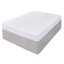 Highams Lençol de baixo ajustável 100 % algodão, tingido liso, fácil de passar a ferro, branco puro, individual