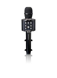 Lenco BMC-090 – karaokemikrofon – Bluetooth V4.2 – med smartphone-hållare – 5 watt RMS – LED-ljuseffekter – integrerat batteri med 1 200 mAh – Android och iOS – svart