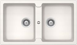 SCHOCK | Lavello Cucina Primus N200E 2 Vasche Uguali, Materiale Cristalite®, Bianco Assoluto, 860x500mm