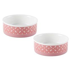 Bone Dry Ceramic Pet Collection, Juego de Cuencos medianos, Rosa, 2 Unidades