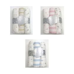 Baby Comfort - Gasa estampada 100% Alg. (3 Pzs) 80x80 cm