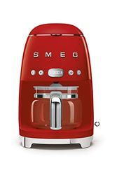 Smeg, Machine à Café Filtre DCF02RDEU, Fonction Arôme et Autostart, Carafe en Verre Jusqu'à 12 Tasses, 2 Niveaux d'Intensité, Mode Maintien au Chaud, 1050 W, Rouge