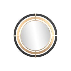 Home ESPRIT Espejo de Pared Negro Dorado Hierro 110 x 3,5 x 110 cm