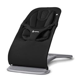Ergobaby 3-in-1 Evolve Bouncer, Ergonomisch baby wipstoeltje voor pasgeborenen van geboorte tot peuter, babyschommel met inzetstuk voor pasgeborenen (2,5 kg - 13,2 kg), Onyx Black