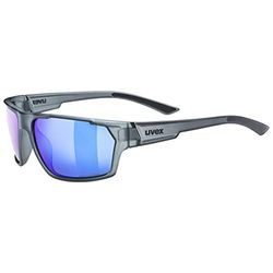 uvex Sportstyle 233 P - Lunettes de Sport pour Hommes et Femmes - Polarisées - Effet Miroir - Smoke Matt/Blue - One Size
