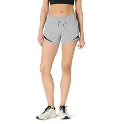 Amazon Essentials Pantaloncini da Corsa Sportivi con Arricciatura in Vita Intrecciata, vestibilità Regolare Donna, Grigio Medio Puntinato, L