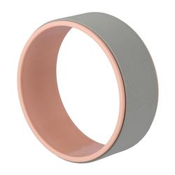 Relaxdays yogawiel, Ø 32 cm, kunststof, schuimstof, antislip, rugoefeningen, lenigheid, yoga-accessoires, grijs-roze