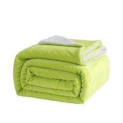 Good Nite Coperta in pile Sherpa, reversibile, 200 x 230 cm, soffice e calda, per letto domestico e in viaggio (verde, king size)