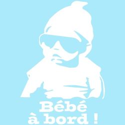 Ambiance Sticker Bildekal swag-fönsterklistermärke med baby med svart kant - H19 x L 13 cm