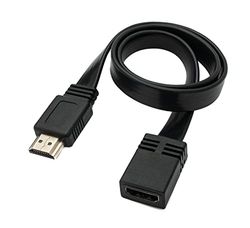 SYSTEM-S HDMI 1.4 kabel 50 cm standaard stekker naar socket platte adapter in zwart