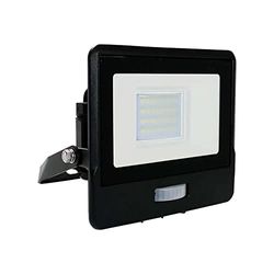 V-TAC Faro LED da Esterno con Chip Samsung 20W con Sensore PIR di Colore Nero Impermeabile, Luce Bianco Freddo