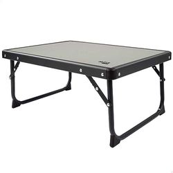 AKTIVE Camping- Table de Camping Basse Pliante Structure Acier, Table de Camping Pliable Légère et Compacte, Protections Anti-Retournement, 60X40X25 cm, Noir et Gris