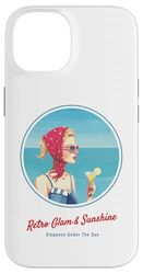 Fille rétro sur la Plage – Ambiance Estivale des années 50 Coque pour iPhone 14