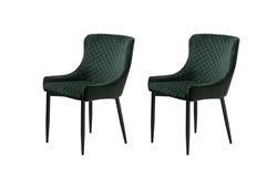 FJORDFORM Sedia da pranzo, 2'er sedie, velluto verde scuro, gambe nere Chair, velluto, taglia unica