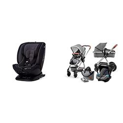 Kinderkraft Siège Auto XPEDITION, 360° Pivotant, Réglage, Groupe 0+/1/2/3, 0 à 36 kg, Noir & Poussette 3 en 1 VEO, Trio, Landau, Siège Auto et Accessoires, Gris