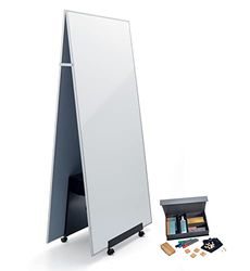 SIGEL MUB01 Meet up Set per metodo agile, 1 x pinboard portatile (90 x 180 cm), 1 x lavagna bianca portatile (90 x 180 cm), 1 x supporto + kit di presentazione gratuito