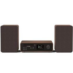 Pure Classic Stereo HiFi-muzieksysteem (100 W geluid, internetradio, DAB+/FM, Bluetooth, cd-speler, USB en Spotify Connect) Coffee Black/Walnoot