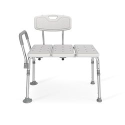 EMKE Duschstol, duschpall för seniorer duschstol med armstöd och ryggstöd, duschpall, justerbar höjd badstol, upp till 125 kg, vit