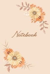 Notebook: Vintage Styled Simplistic Flowered Blank Lined Notebook